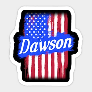 American Flag Dawson Family Gift T-shirt For Men Women, Surname Last Name Sticker